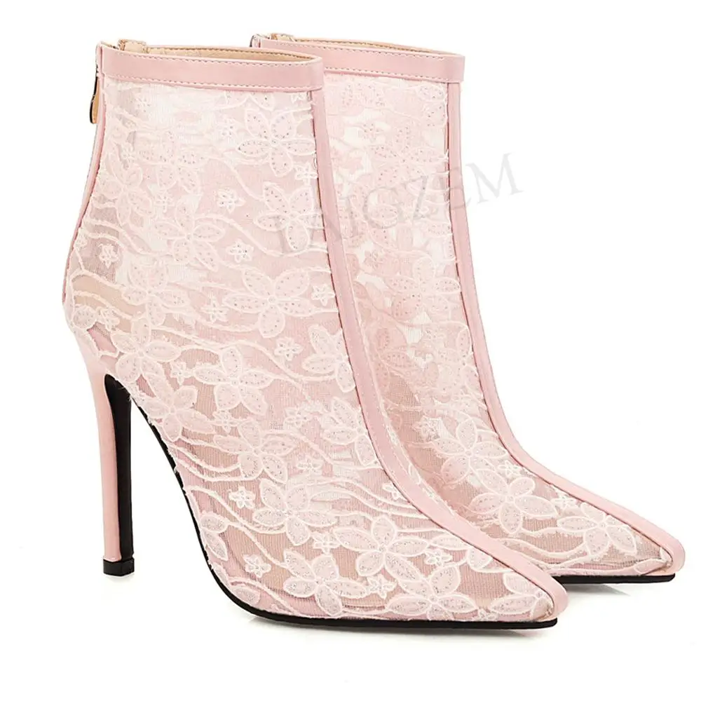 LAIGZEM/женские ботильоны с молнией сзади на шнуровке каблуке для свадебной