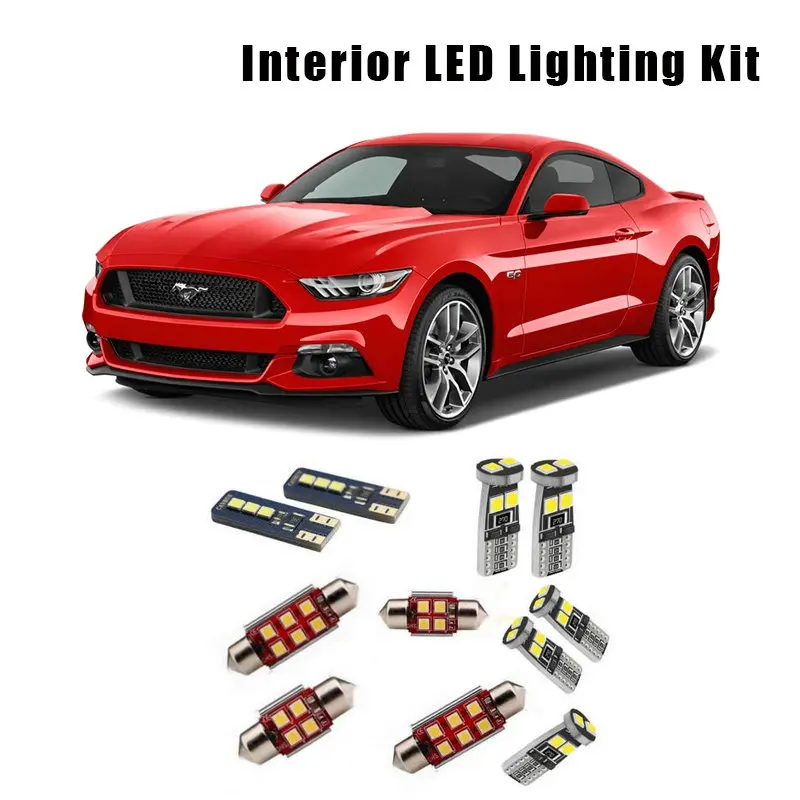 

For 2015 2016 2017 2018 2019 Ford Mustang 8pcs White Canbus LED Interior Light Glove Box Bulbs Kit Fit Map Dome Cargo Trunk Lamp