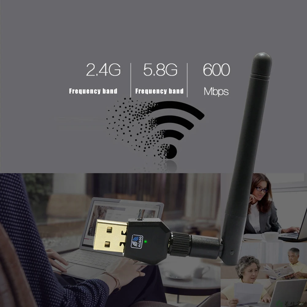 

Wifi антенна сетевая карта Двухдиапазонная 600 Мбит/с USB 2,4G 5,8G адаптер для домашнего офиса VDX99