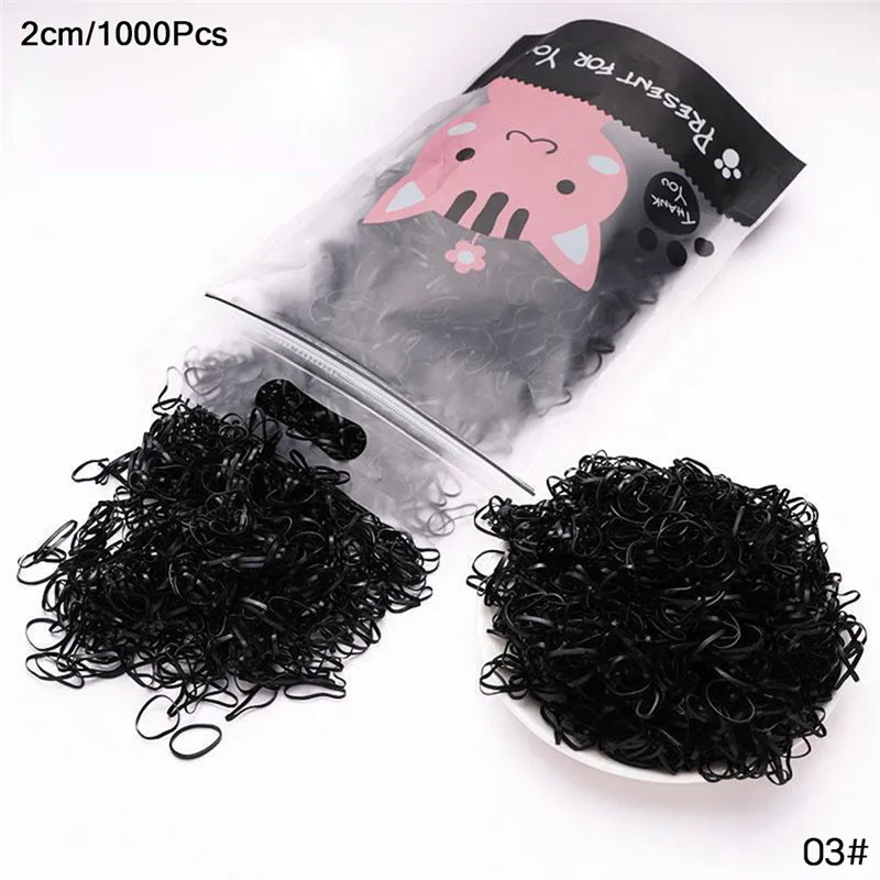 1000pcs 15 200/1000 шт милые цветные кольца для девочек, Одноразовые эластичные резинки для волос, резинка для хвоста, резинки для волос, Детские аксессуары для волос - Цвет: 1000pcs 15