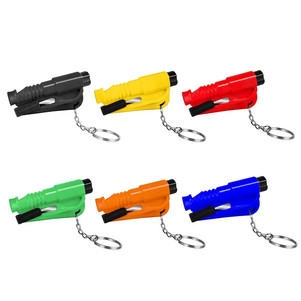 

Car Three-in-one Portable Car Safety Hammer Spring Type Escape Hammer Window Breaker Punch Seat Belt Cutter Hammer Key Chain Hot