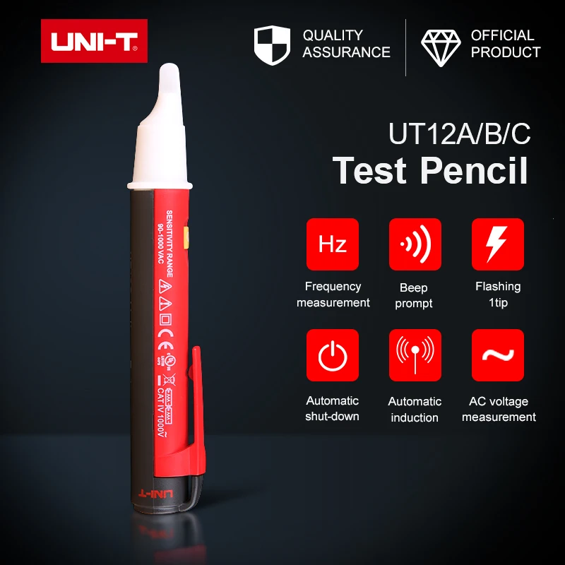 UT12B/UT12C детектор напряжения переменного тока(220 В/110 В) соответствует CAT IV 1000 В светодиодный индикатор с автоматическим определением