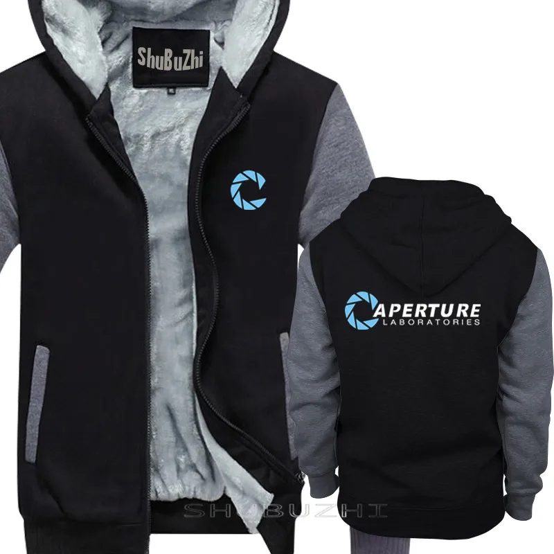 black grey Портал теплое пальто Aperture Laboratories MEN'S The Cake является ложью полужизни мужчин зима осень мода мужской плотное худи sbz5374 - Цвет: black grey