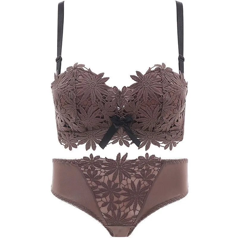 Комплект женского нижнего белья из дышащего кружевного бюстгальтера без