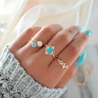 4 pcs set new candy color ring set for women imitated opal zircon multi combination ring set colorful party jewelry girl gift