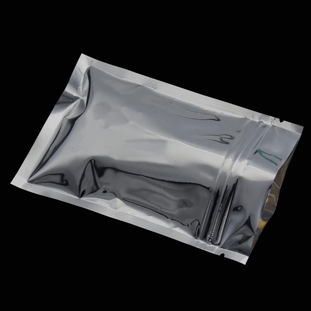 

100Pcs/lot Silver Zipper Ziplock Aluminum Foil Bag Food Snack Dried Food Storage Mylar Bags Heat Seal Zip Lock Package Bag