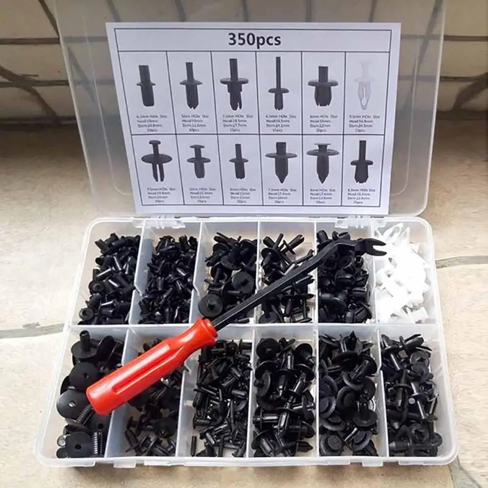 

80% Лидер продаж! 350 шт пластмассовый автомобильный бампер заклепки двери Панель застежка отделка клип с отверткой