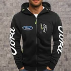 Толстовка мужская с капюшоном, повседневная кофта на молнии, с длинным рукавом, с логотипом Ford Mustang, весна-осень