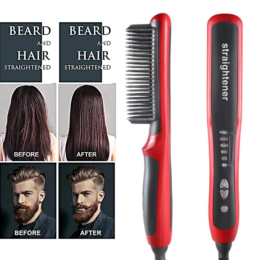 

Anti-Scalding Ceramic Hair Straighteners Curlers Flat Irons Multifunctional Hair Brush Curling Iron Straightening Comb Men Beard