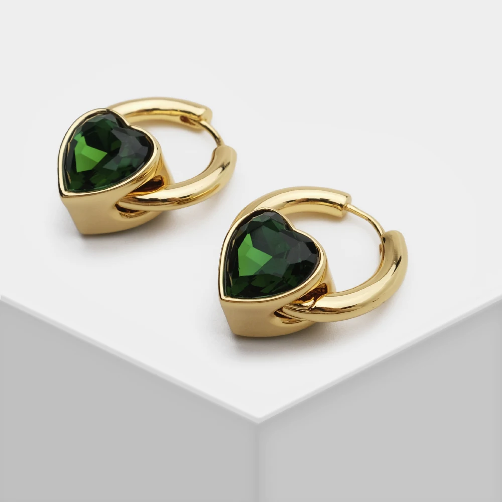

Amorita Boutique Trendy Green Geometric Heart Hoop Earrings For Women Girl Dress Gift