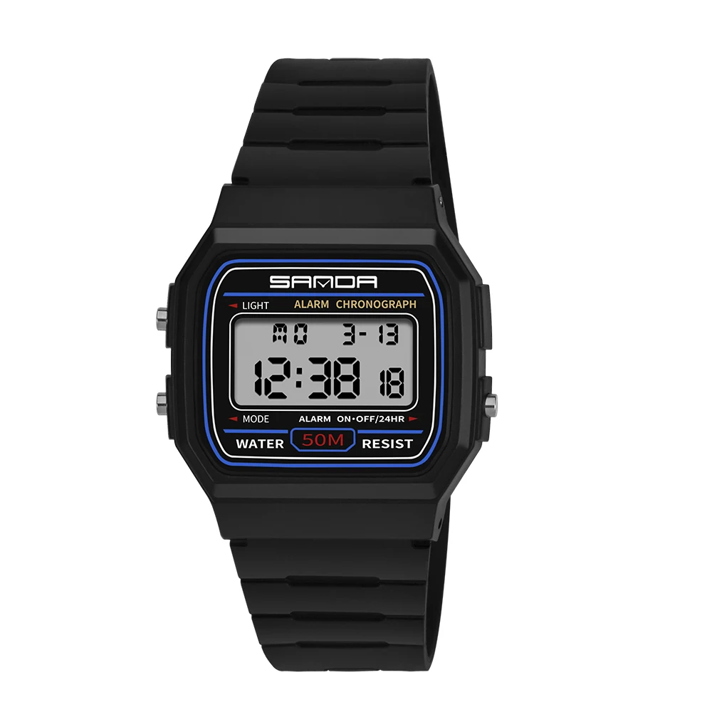 Black White SANDA Kids Watches Anti-Shock 5Bar Waterproof Outdoor Sport Children Watches Fashion Digital Watch Relogio Masculino - Цвет: Black White