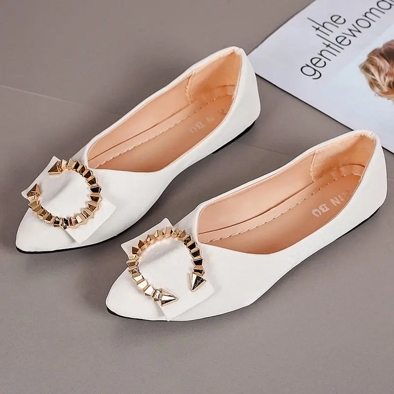 

Fashion Women Shoes Large Size Woman Flats Spring Autumn Loafers Slip On Lady Shallow Single Shoes Pointed Toe Zapatos Mujer New