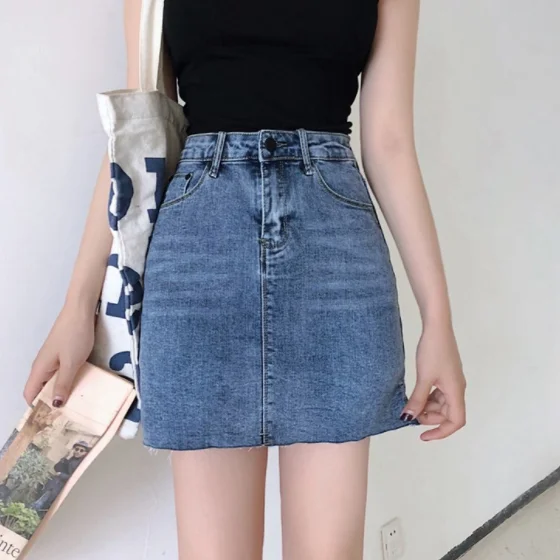 Уличная одежда синяя черная мини джинсовая юбка весна 2020 новинка Женская