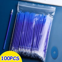 100pcsset erasable pen refill washable handle rod gel pen 0 5mm blueblack ink pens rod school office writing stationery gift