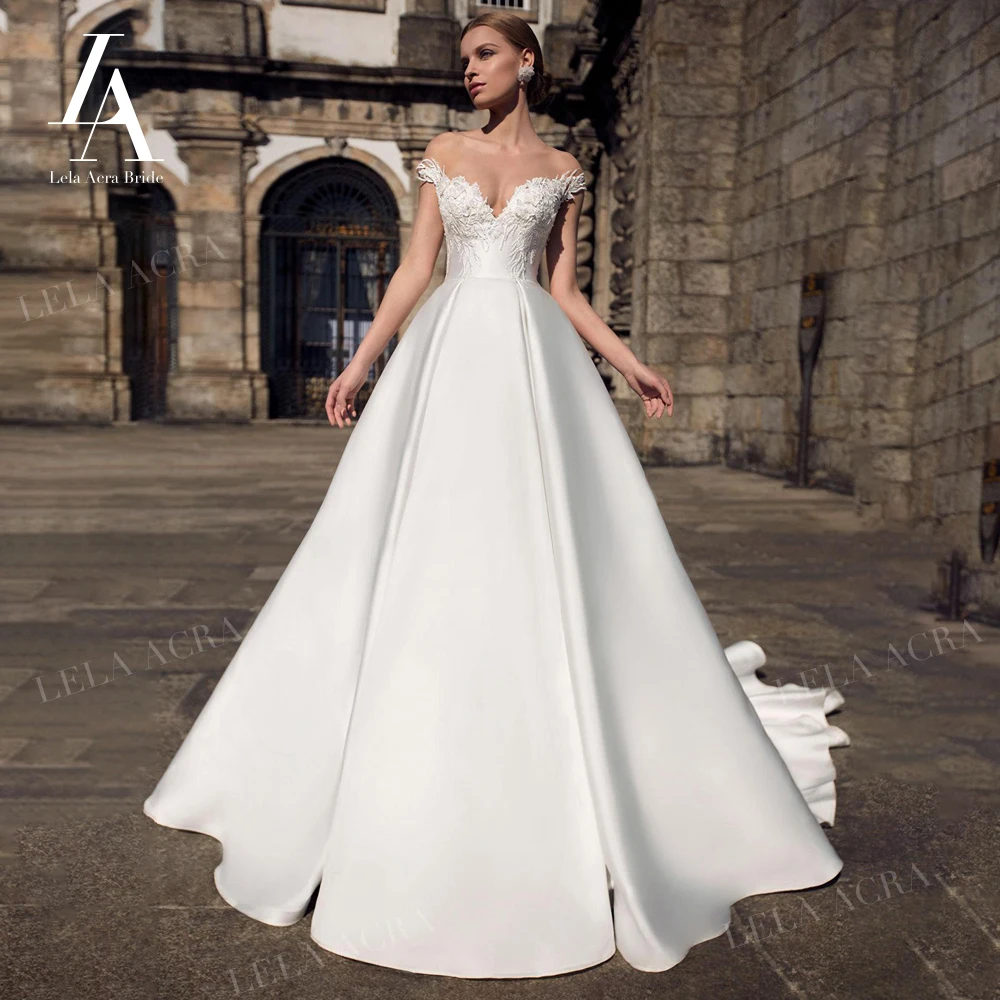 

Sweetheart Beaded Wedding Dress Vintage Appliques Lace Up A-Line Bridal Gown Princess Court Train LelaAcra R065 Vestido De Novia