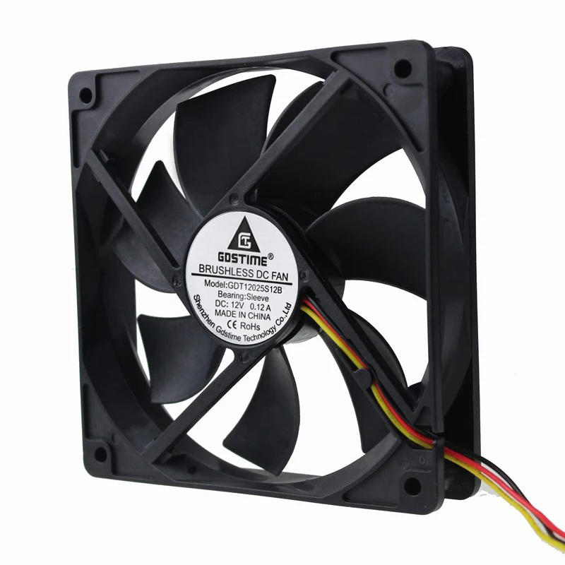 Вентилятор для процессора Gdstime 1 шт. 12 В 3pin 5 дюймов см 120 мм 120x120x25 12025 DC Осевой поток