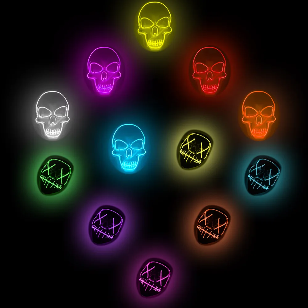 Светодиодная маска для Хэллоуина маскарадные маски светодиодные неоновые