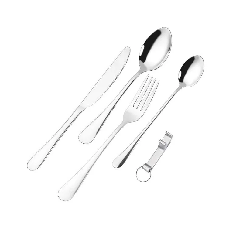 5 Pieces Camping Tableware Stainless Steel Holiday And Travel Outdoor Hiking Survival | Спорт и развлечения