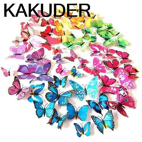KAKUDER наклейка ландшафтное украшение наклейки в форме сердца 12 бабочек настенные