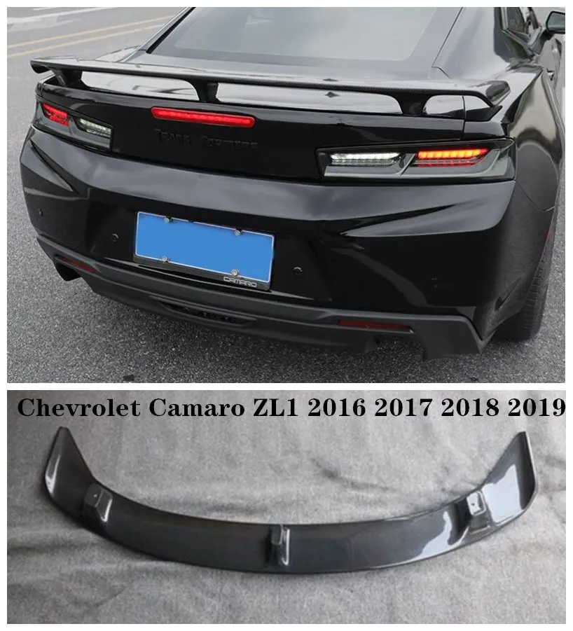 

High quality ABS Black & Carbon Fiber Car Rear Trunk Lip Spoiler Wing Fits For Chevrolet Camaro ZL1 2016 2017 2018 2019