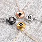 Гравировка сердца животных лапа урна ожерельебраслет, сердце шармы памятный кулон для праха урна ожерельебраслет ювелирные изделия Макияж подвеска-сувенир