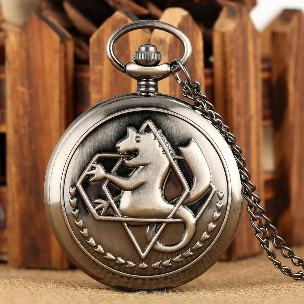 High Quality Full Metal Alchemist Silver Watch Pendant Men's Quartz Pocket Watches Japan Anime Necklace Gift Reloj De Bolsillo images - 6