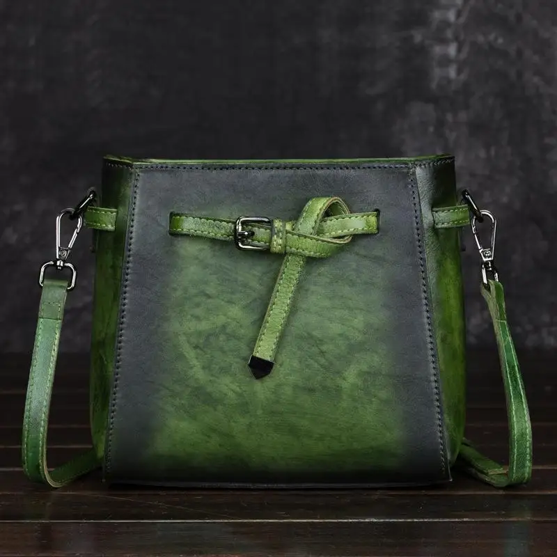 

Genuine Leather Handmade Retro Women Shoulder Bags 2021 New Fashion Solid Color Cowhide Crossbody Bags for Women