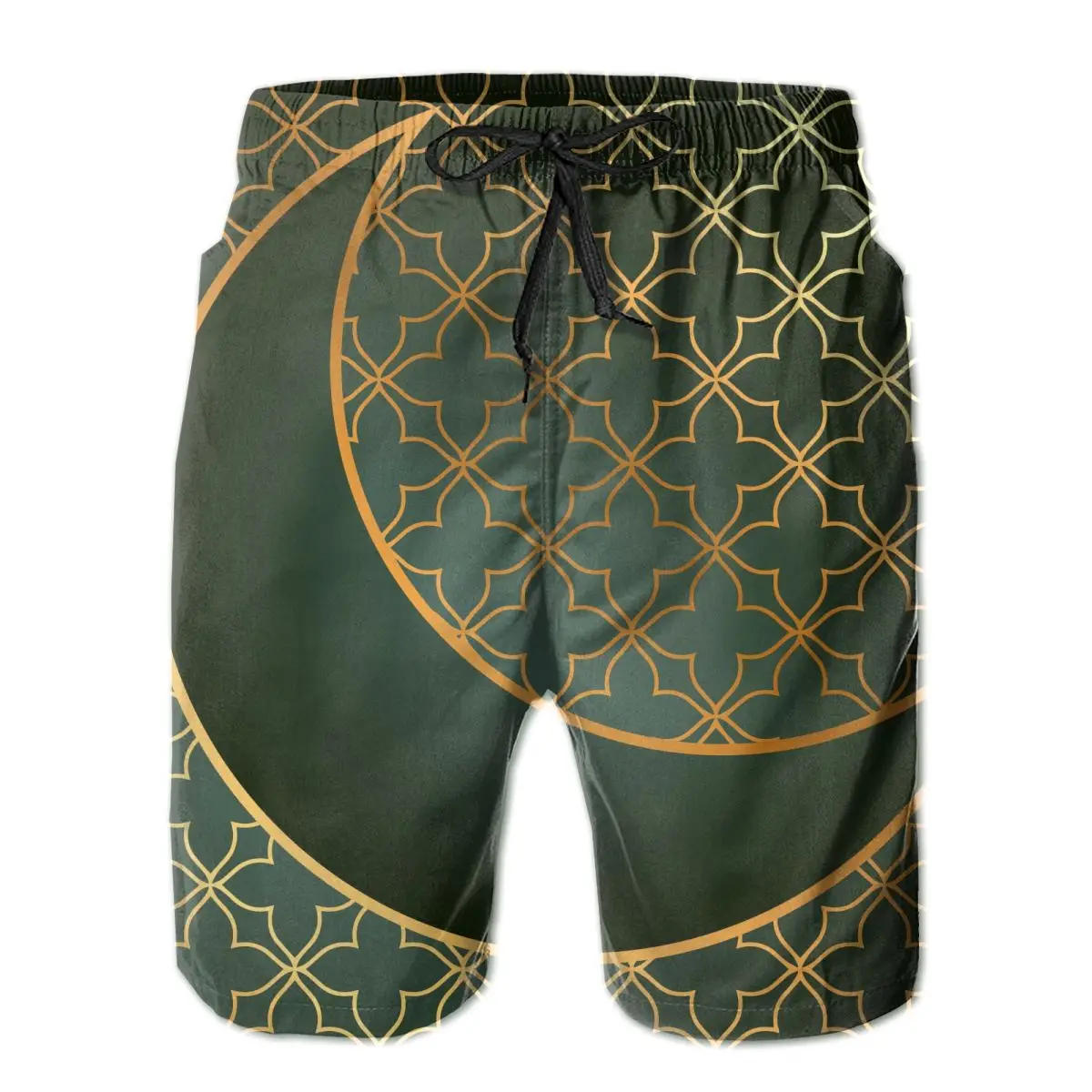 

Men Beach Shorts Quick-drying Men Swimming Trunks Green Golden Moon Men Swimwear Swimsuit Beachwear Beach Bathing Shorts