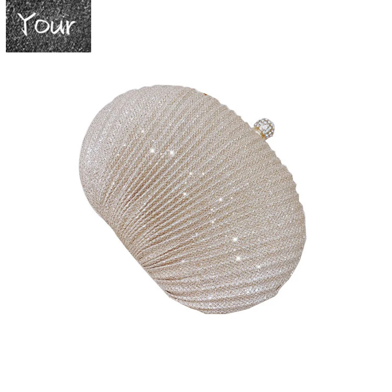 

luxury diamonds sequins shell clutch bag designer clip chain women shoulder bags gold silver lady evening bag small party purse