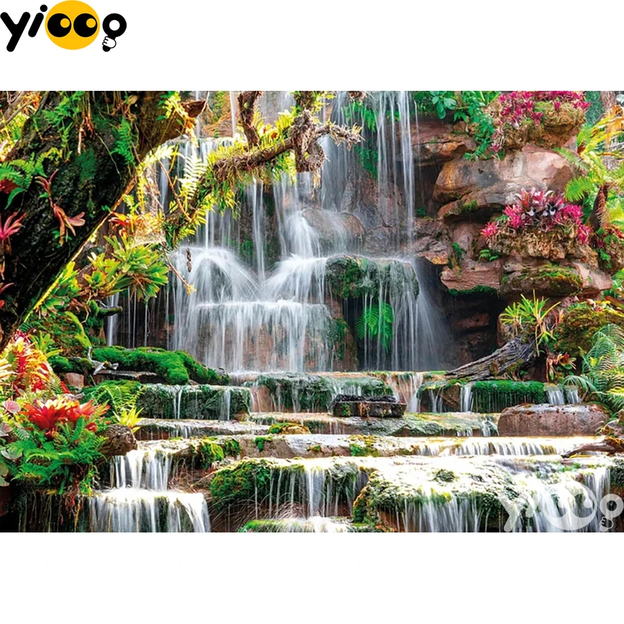 

Полноразмерная/круглая Алмазная вышивка, пейзаж водопада 5D, бриллиантовая фотография, домашний декор, подарок BX2385