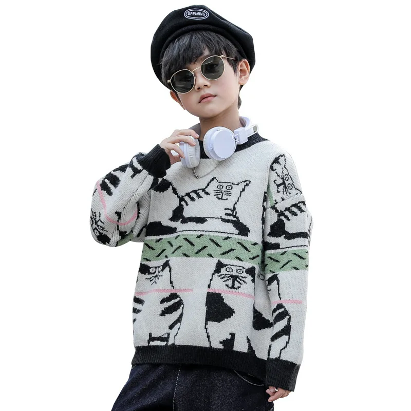 

Pullover Knitting Spring Autumn Winter Sweater Baby Boys Kids Children's Warm Plus Velvet Thicken Top High Quality
