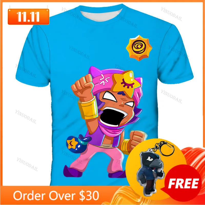 

POCO MAX Nita Boys Girls 3D PRIMO MORTIS Thin T-shirt Crow Spike Shelly T-shirt Kids Game Anime T-shirt Birthday Gift