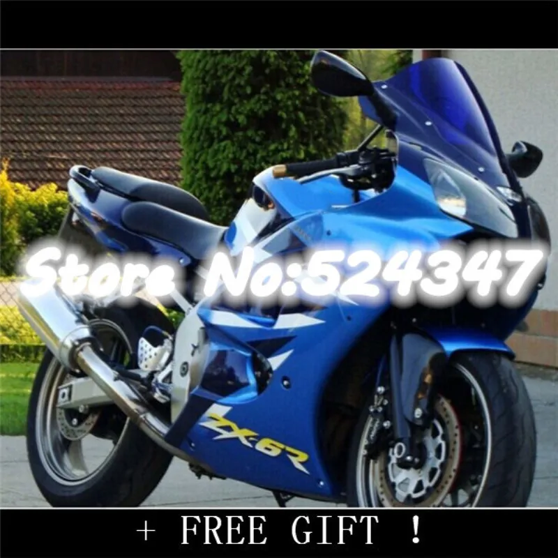 

For Kawasaki NINJA ZX6R 00-02 ZX 6R 636 2000 2001 2002 ZX-6R Blue Sports Bike Motorcycle Fairing (Injection molding)
