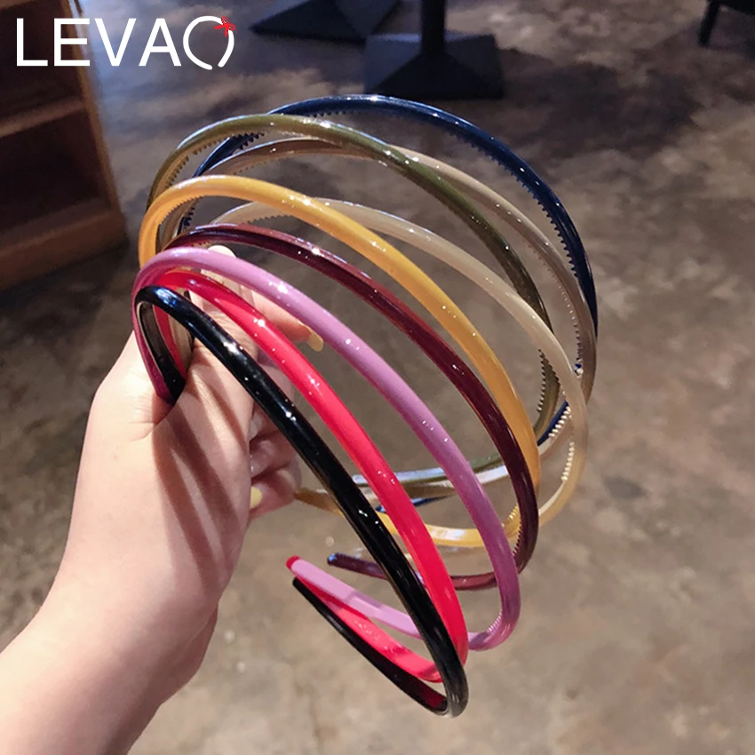 Levao 1 шт., пластиковый обруч для головы ярких цветов для женщин, ободки для девочек, плоская Нескользящая повязка на голову, тонкая повязка для волос, обруч, акриловая повязка для волос