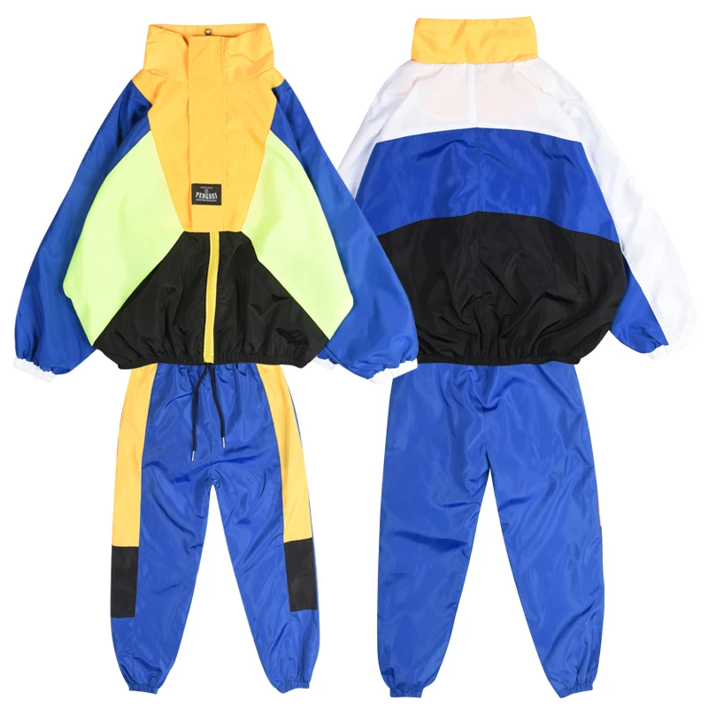 

2021 Hip Hop Dance Costumes For Adults Kids Long Sleeved Hiphop Sports Suit Child Jazz Dance Performance Rave Clothes DN8648