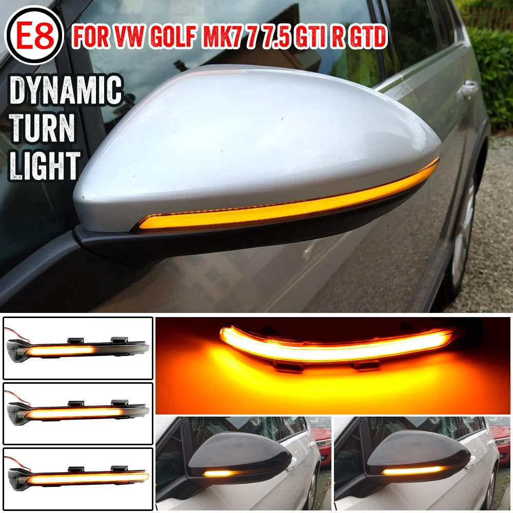

For VW Golf 7 GTI R GTD MK7.5 13-19 Touran MK7 LED Dynamic Turn Signal Blinker Sequential Side Mirror Indicator Light