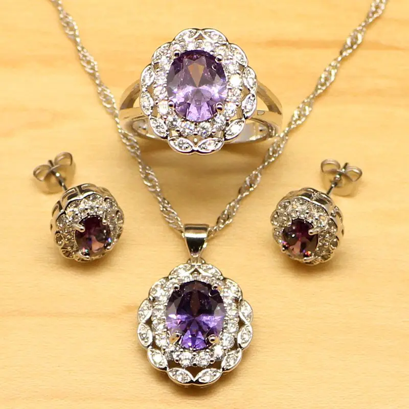 Женский набор ювелирных изделий Boite Cadeau Овальный Фиолетовый кубический