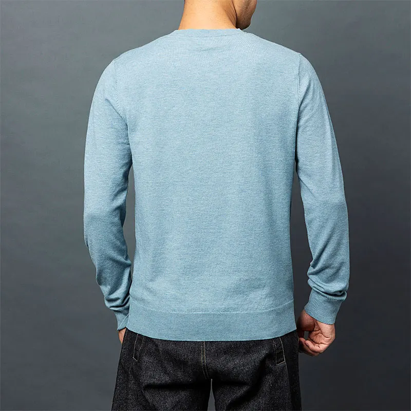 Мужской Повседневный свитер с круглым вырезом однотонная облегающая вязаная