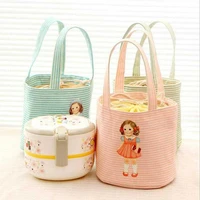 cylindrical insulation lunch bag for women student kid thermal insulated lunch box tote picnic school food storage cooler bag