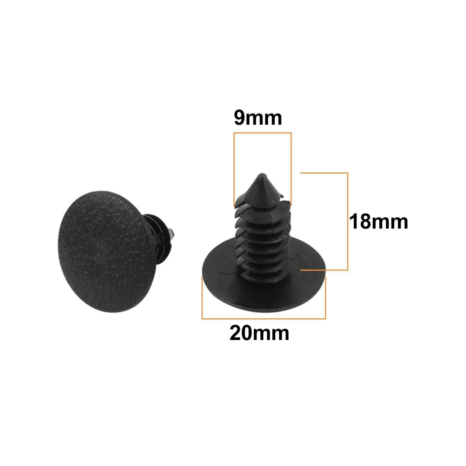 

100 Pcs 9mm Auto Fastener Clip Car Body Push Retainer Pin Rivet Bumper Door Trim Panel Retainer Fastener Kit Car Accessories