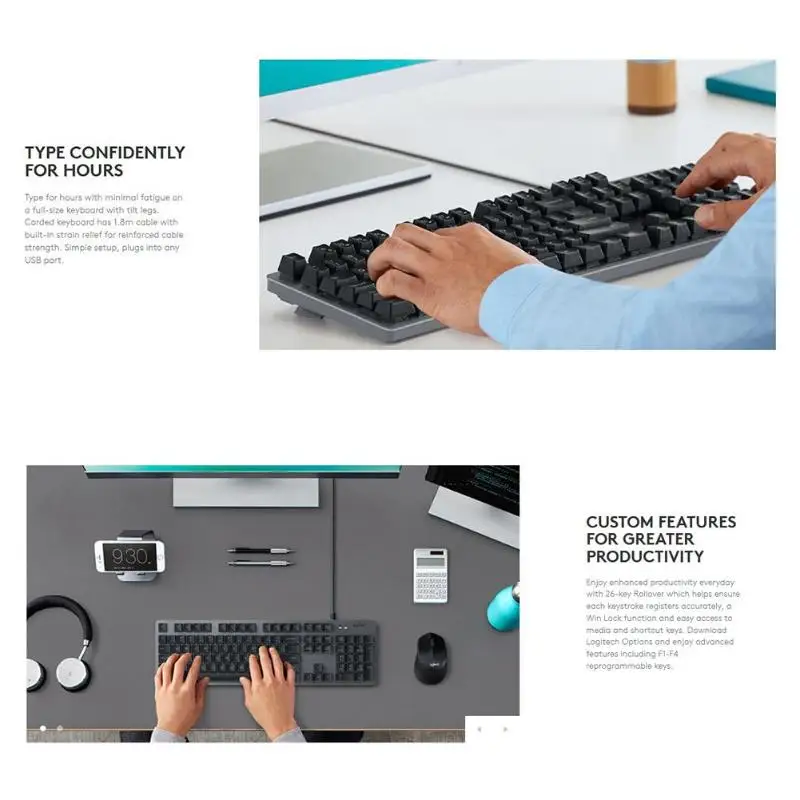 Logitech K840 клавиатура 104 клавиши USB Проводная Romer G эргономичная механическая