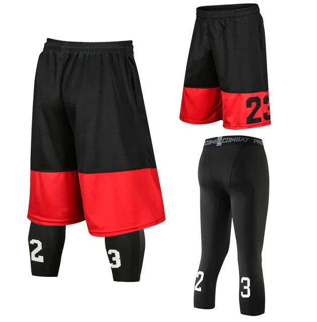 

New Professional Men Basketball Shorts Sets Sport Running Quick-Dry Tight GYM Training Suit Shorts Basketball Male Soccer Tights