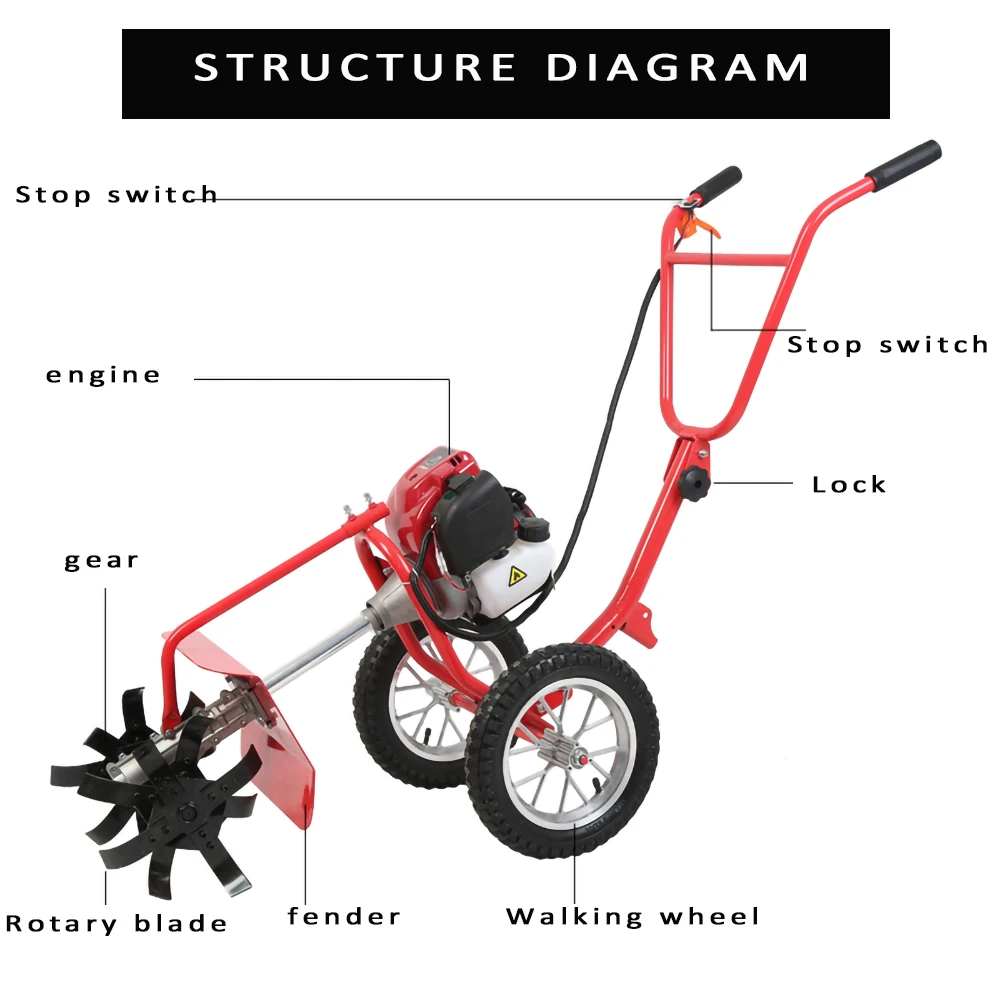 Четырехтактный бензиновый микрокультиватор высокой мощности рыхлитель для