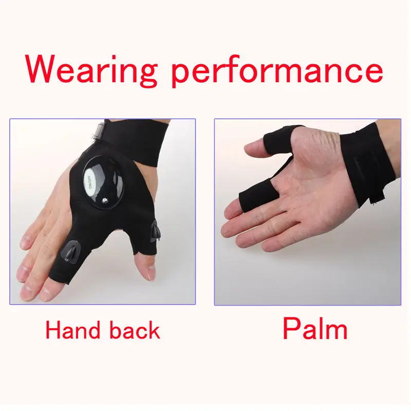 Светодиодный светильник со вспышкой ic перчатки без пальцев с 2 светодиодный для