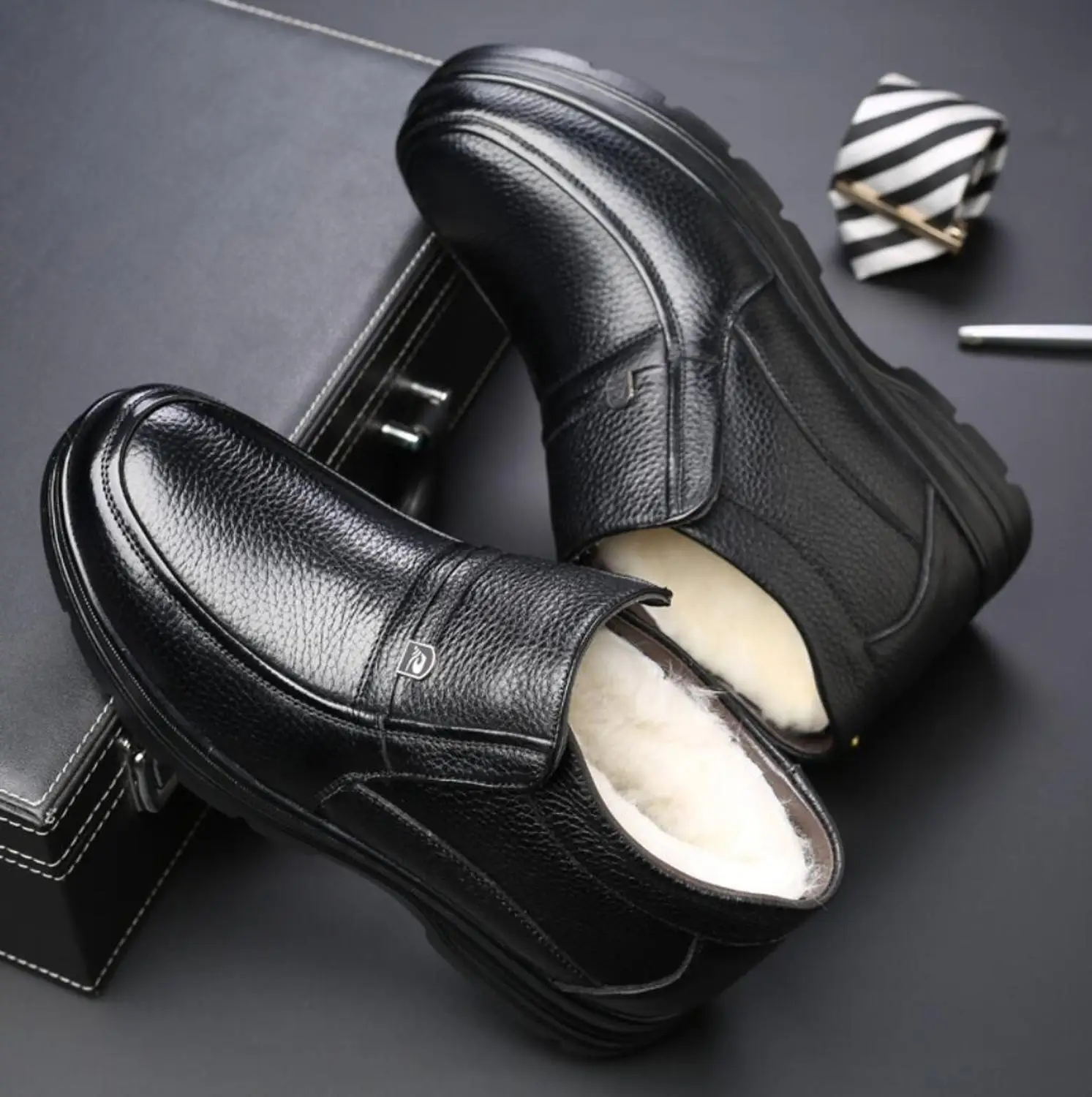 Зимние мужские ботильоны из натуральной кожи обувь больших размеров 38 48 Теплая