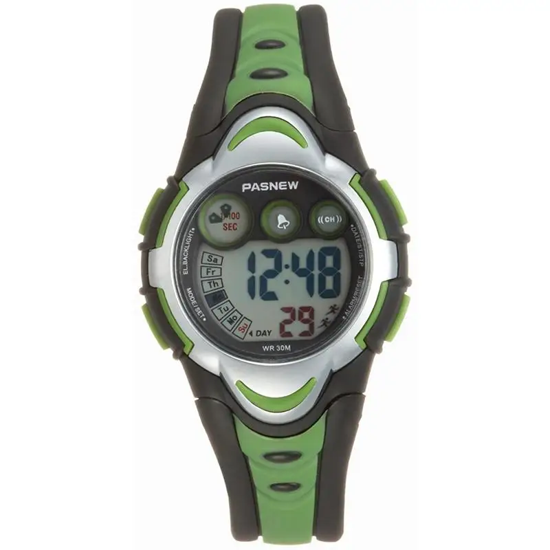 

PASNEW PSE-276 Waterproof Children Students Boys Girls LED Digital Sports Watch with Date /Alarm /Stopwatch (Green)