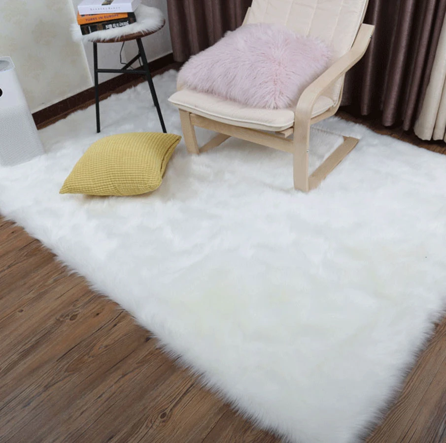 Сверхмягкие прямоугольные коврики из искусственной овчины прикроватные Коврики