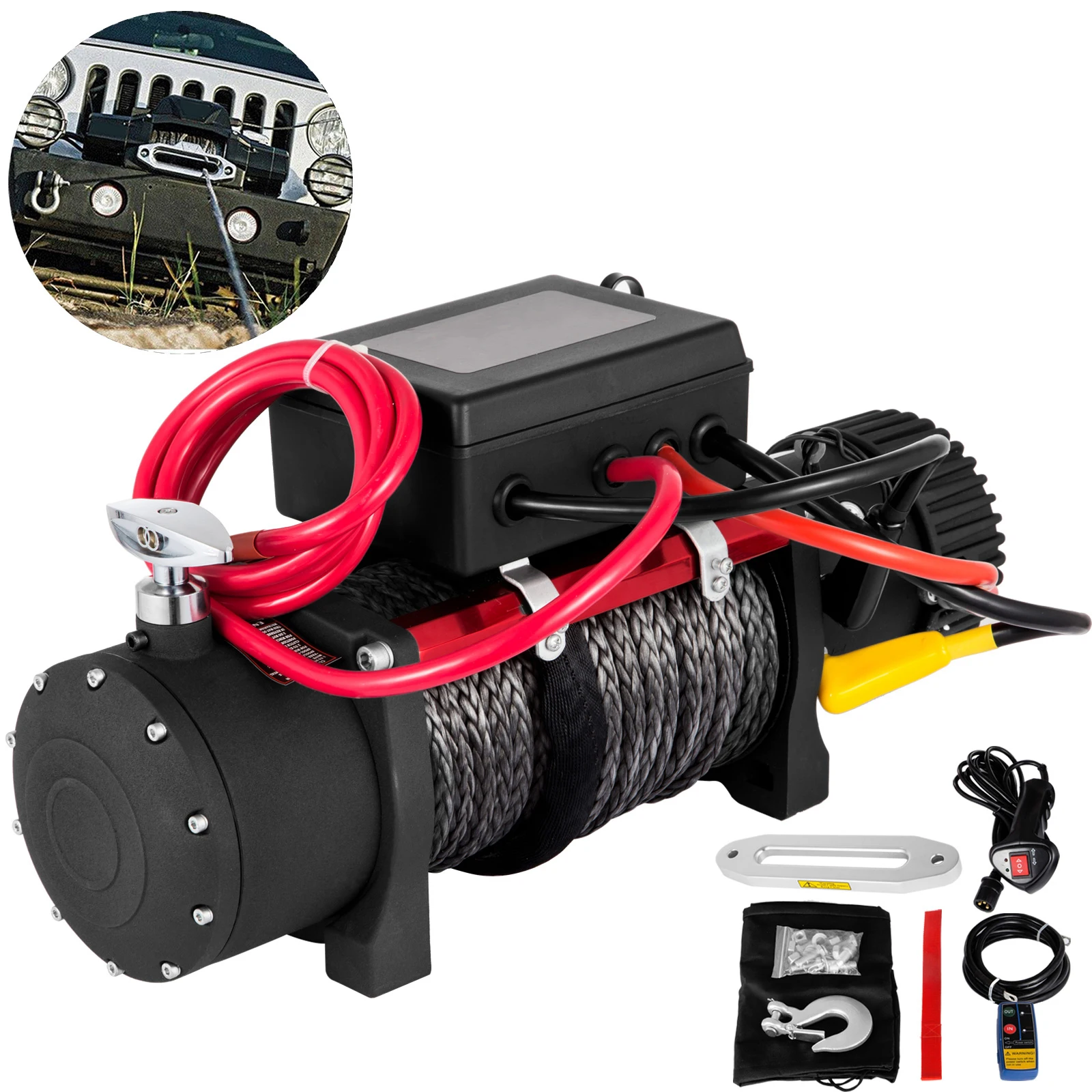 

VEVOR 13500LBS/6124KG 12V Electric Winch 27m Synthetic Rope Wireless Control for ATV SUV Truck Trailer Recovery Off Road Winch