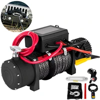 vevor 13500lbs6124kg 12v electric winch 27m synthetic rope wireless control for atv suv truck trailer recovery off road winch