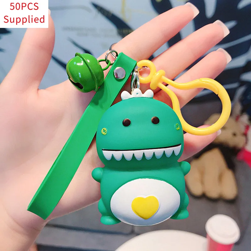

50pcs Cute little dinosaur key ring pendant creative keychain female cartoon Korean car key chain bag pendant doll Supplied
